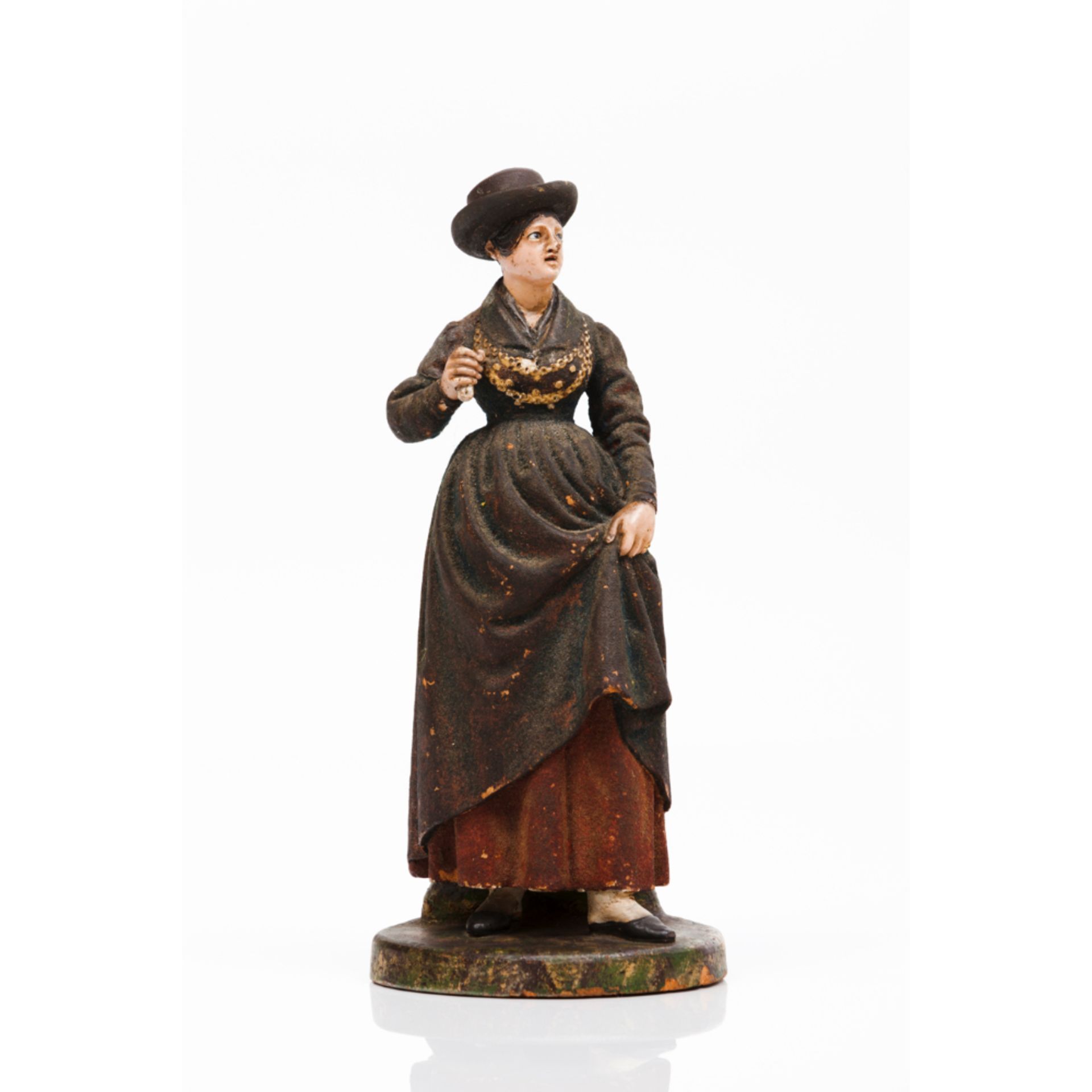 A womanPossibly José Joaquim Teixeira Lopes (1837-1918) Polychrome terracotta Portugal, 19th /