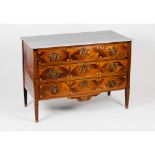 A D. Maria commodeSolid and veneered rosewood and other timbers Three long drawers, marble top