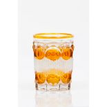 A drinking glassGlass Moulded amber decoration Europe, 20th century9,5x7,5 cm