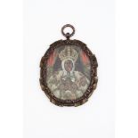 Spanish school, 17th centuryMiniature on copper depicting the Crowned Virgin Mary Coloured print