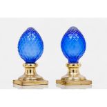 A staircase finialBlue cut glass Brass fittingHeight: 21,5cm