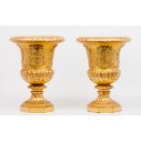 A pair of cachepotsGilt bronze Engraved with heraldic shields for the Count of Póvoa and the Duke of