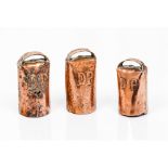A group of three clappersCopper of wooden clapper Monogramed "DP" 19th/20th century (losses,