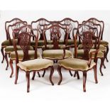A George III set of twelve chairs and a three seat setteeOne armchair Mahogany and other timbers