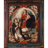 Portuguese school, 17th / 18th centuryThe Virgin Mary with the Child Jesus facing Saint Dominic