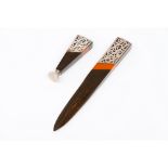 A desk setLetter opener and desk seal Silver applied elements hallmark Boar 833/1000 (1887-1938) and