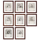 Counts of the House of SavoyA set of eight black ink prints on paper Depicting: Amadeo I (ca.925-