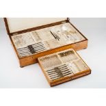 A twelve cover cutlery setPortuguese silver, 19th720th century Soup spoons, meat knives and forks,