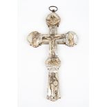 A crucified ChristPart mother-of-pearl coated olive wood Incised and sgrafittoed decoration