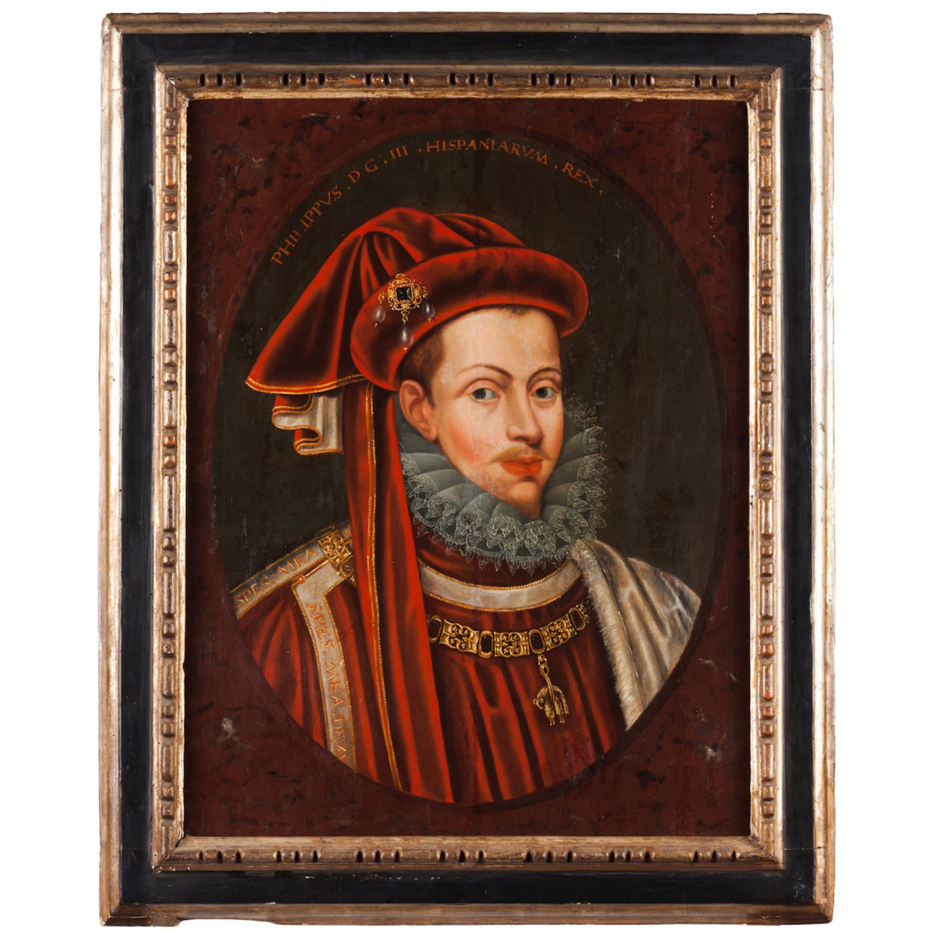 Spanish school, 17th centuryPortrait of Filipe III, king of Spain Oil on board With inscription “