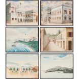 Chinese school, 19th centuryA set of six views of Macao Watercolours on paper12x15,5 cm (each)