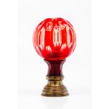 A staircase finialMirrored red glass Metal fitting Possibly Baccarat or Saint Louis France, 19th