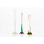 A set of three Art Nouveau solitaire vasesMulticoloured and translucent glass Europe, ca.