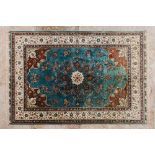 A Herek. S rug, ChinaIn wood and cotton Floral design in shades or burgundy, blue, beige and