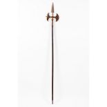 A halberd for Royal House archerBrazilian mahogany and wrought iron Engraved decoration to both