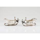 A pair of "sleigh" bowlsGerman 800/1000 silver, 19th century Foliage, acanthus and cartouche reliefs