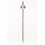 A halberd for Royal House archerBrazilian mahogany and wrought iron Engraved decoration to both