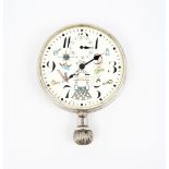 A clockSilvered metal clock Enamelled dial of Arabic numbering Marked "DOXA" Switzerland, ca.