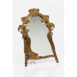 An Art Nouveau tabletop mirrorBronze Foliage and female figure decoration Europe, 20th