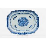 A pair of scalloped serving plattersChinese export porcelain Floral blue and white decoration