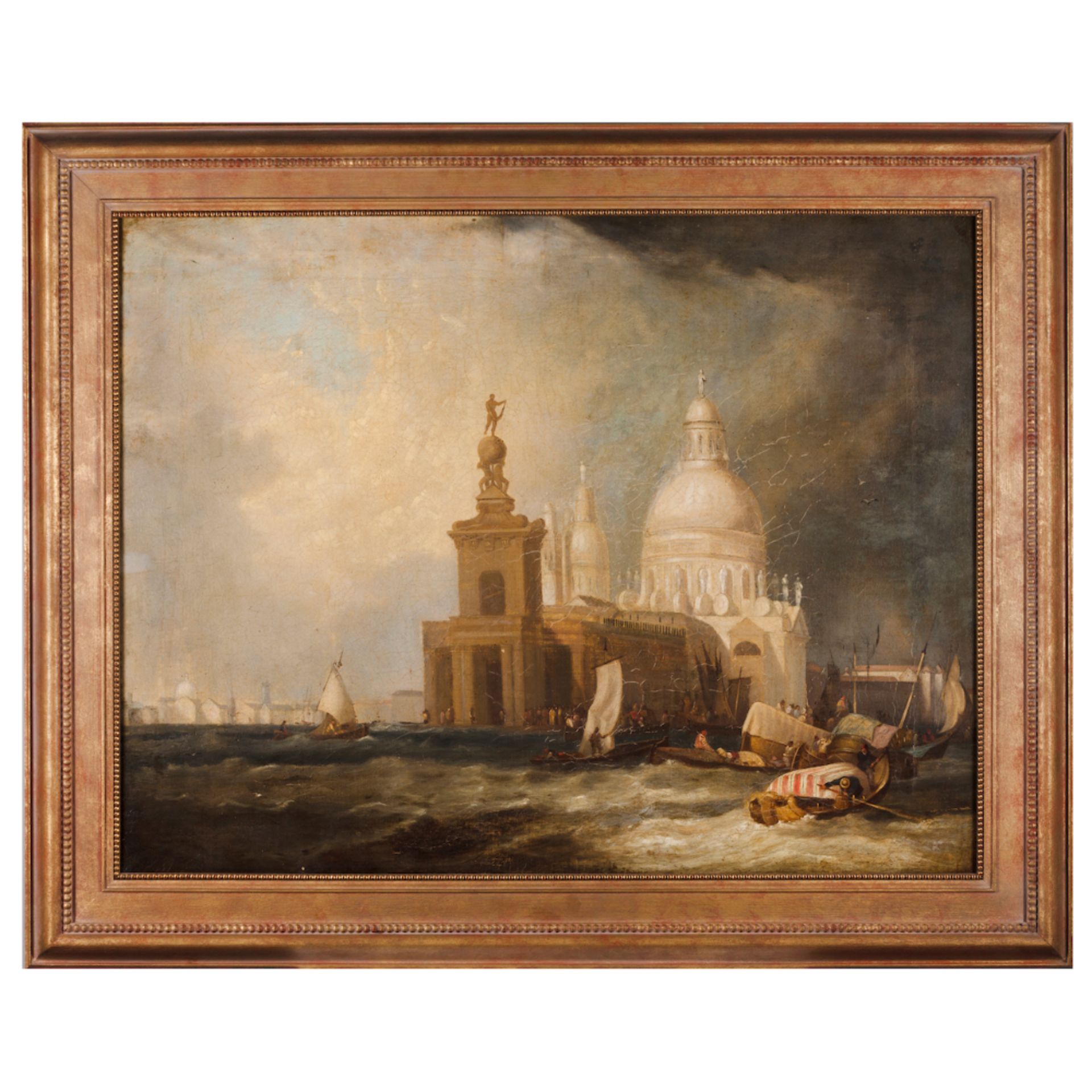 European school, 19th centuryView of the Grand Canal in Venice Oil on canvas71x31x91 cm