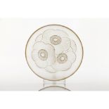 An Art Deco deep saucerEtling iridescent crystal Moulded floral decoration Marked "A.Verlys