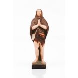Saint Onuphrius Terracotta sculpture Polychrome decoration 20th century (broken and glued)Height: