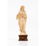 The Virgin of The Immaculate ConceptionIvory sculpture Indo-Portuguese wooden stand with remnants of
