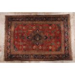 Malayer rug, IranIn wood and cotton Geometric and floral design in shades or burgundy, beige and