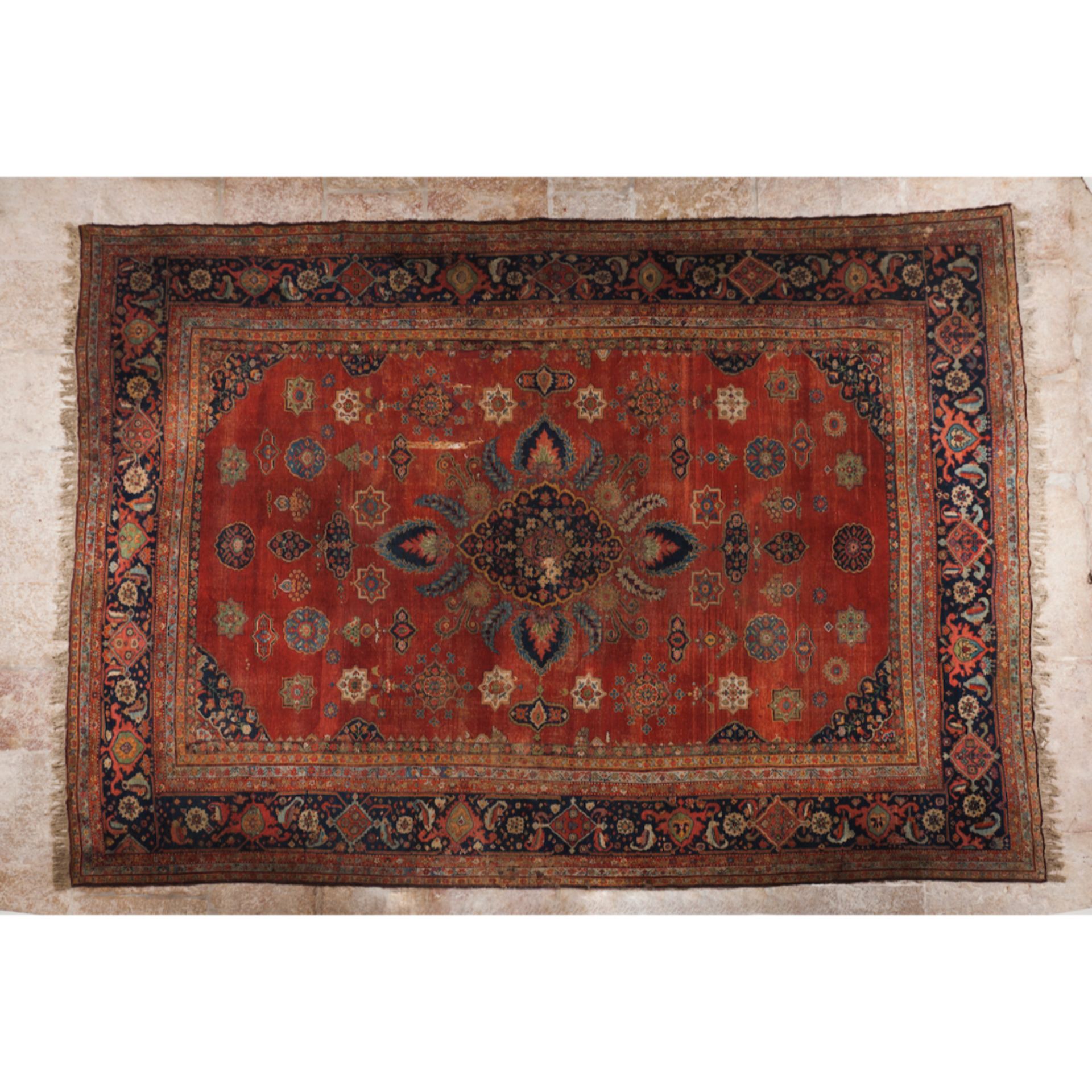 Malayer rug, IranIn wood and cotton Geometric and floral design in shades or burgundy, beige and