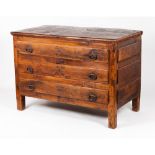 A large country made chest of drawersChestnut and other woods Three large drawers Iron hardware