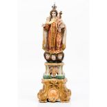The Madonna of Mount Carmel with The Child Carved, polychrome and gilt wooden sculpture Unmarked