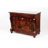 An Empire chest of drawers Solid and veneered mahogany Four long drawers Bronze reliefs handles
