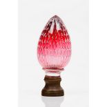 A staircase finialRed glass Metal fitting Possibly Baccarat or Saint Louis France, 19th century (1st