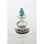 A perfume bottle and coverGlass Inner "millefiori" decoration France, 20th centuryHeight: 12 cm