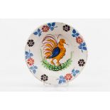 A plateFaience Polychrome decoration depicting cockerel 19th centuryDiam.: 28 cm