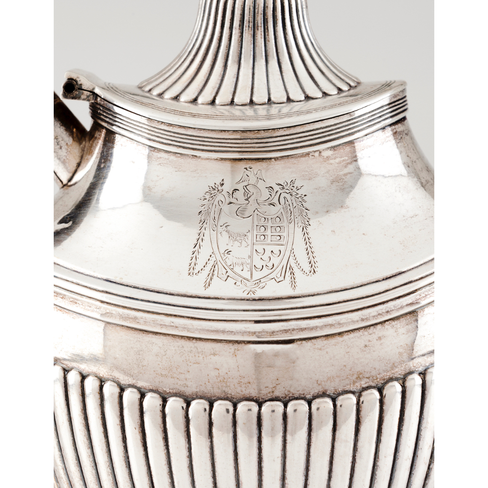 A D.Maria coffeepotPortuguese silver 19th century (1st quarter) Fluted neoclassical decoration Urn - Image 2 of 2