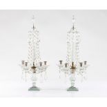 A pair of George III four branch girandolesCut crystal and metal England, 18th century (losses and
