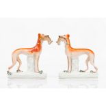 A pair of greyhoundsA pair of ceramic sculptures Polychrome decoration England, 19th