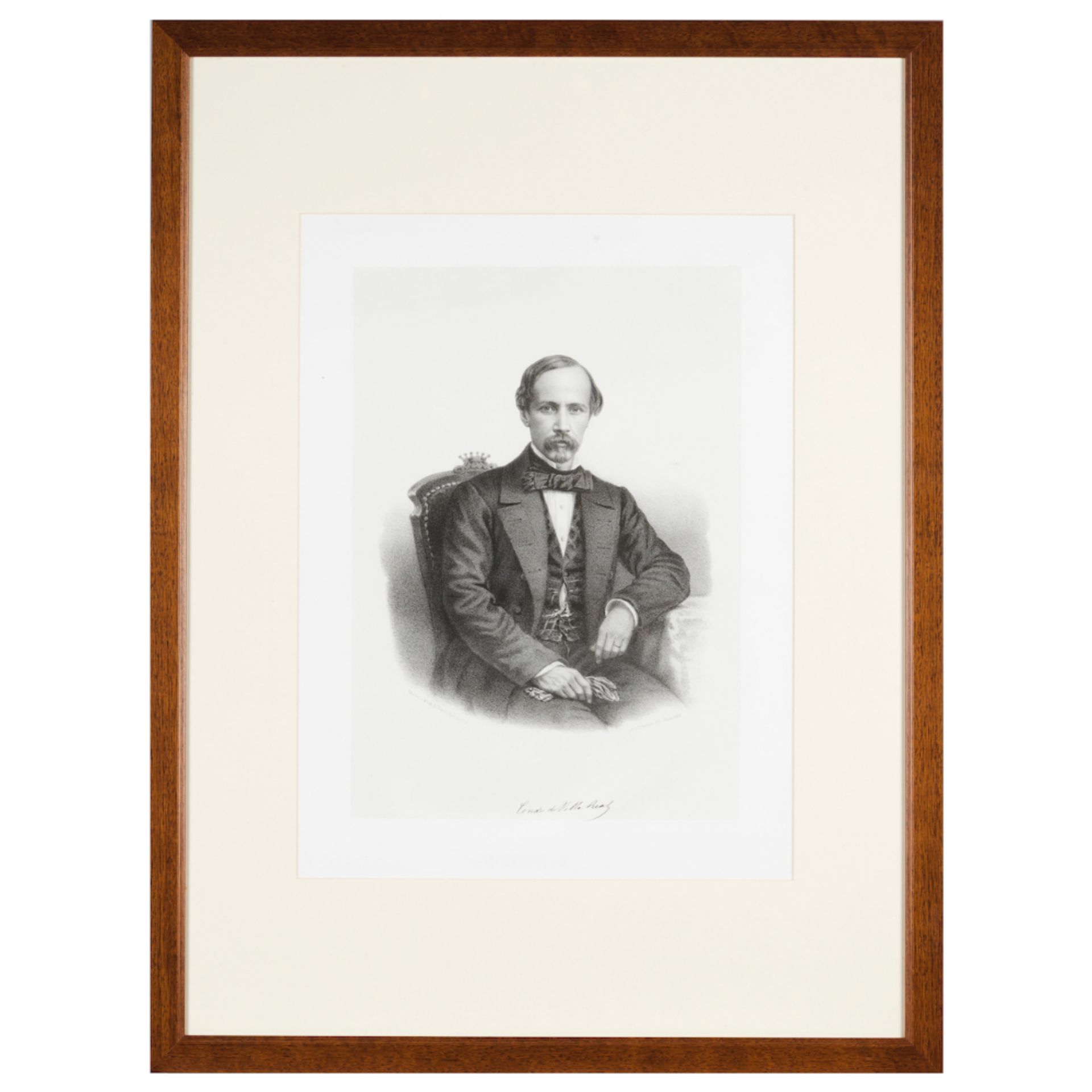 "Conde de Villa Real"Lithograph on paper Signed "A.J.Sª Bárbara" and dated 1859 41x29 cm