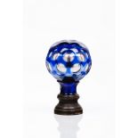 A staircase finialMirrored blue glass Metal fitting Possibly Baccarat or Saint Louis France, 19th