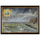 An ex-votoShip wreck Oil on metal sheet Portugal, 19th century26x36,5 cm