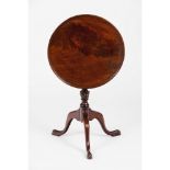 A small George III tripod tableMahogany and other timbers Tilt top, central shaft of spiralled