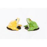 A set of "toads" salt and pepper shakersFrench porcelain Silver stand marked "Leitão & Irmão"Height: