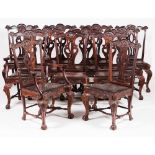 A set of twelve D.João V/D.José style chairsTwo armchairs Rosewood Part carved foliage motifs