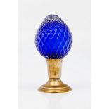 A staircase finialBlue cut glass Yellow metal fitting Possibly Baccarat or Saint Louis France,