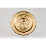A Nuremberg donations plateYellow metal Reliefs decoration with central Saint Christopher with The