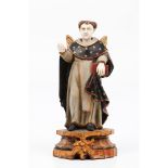 Saint Thomas AquinasIndo-Portuguese sculpture Carved, polychrome and gilt wood Ivory hands and