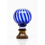 A staircase finialBlue cut glass Metal fitting Possibly Baccarat or Saint Louis France, 19th century