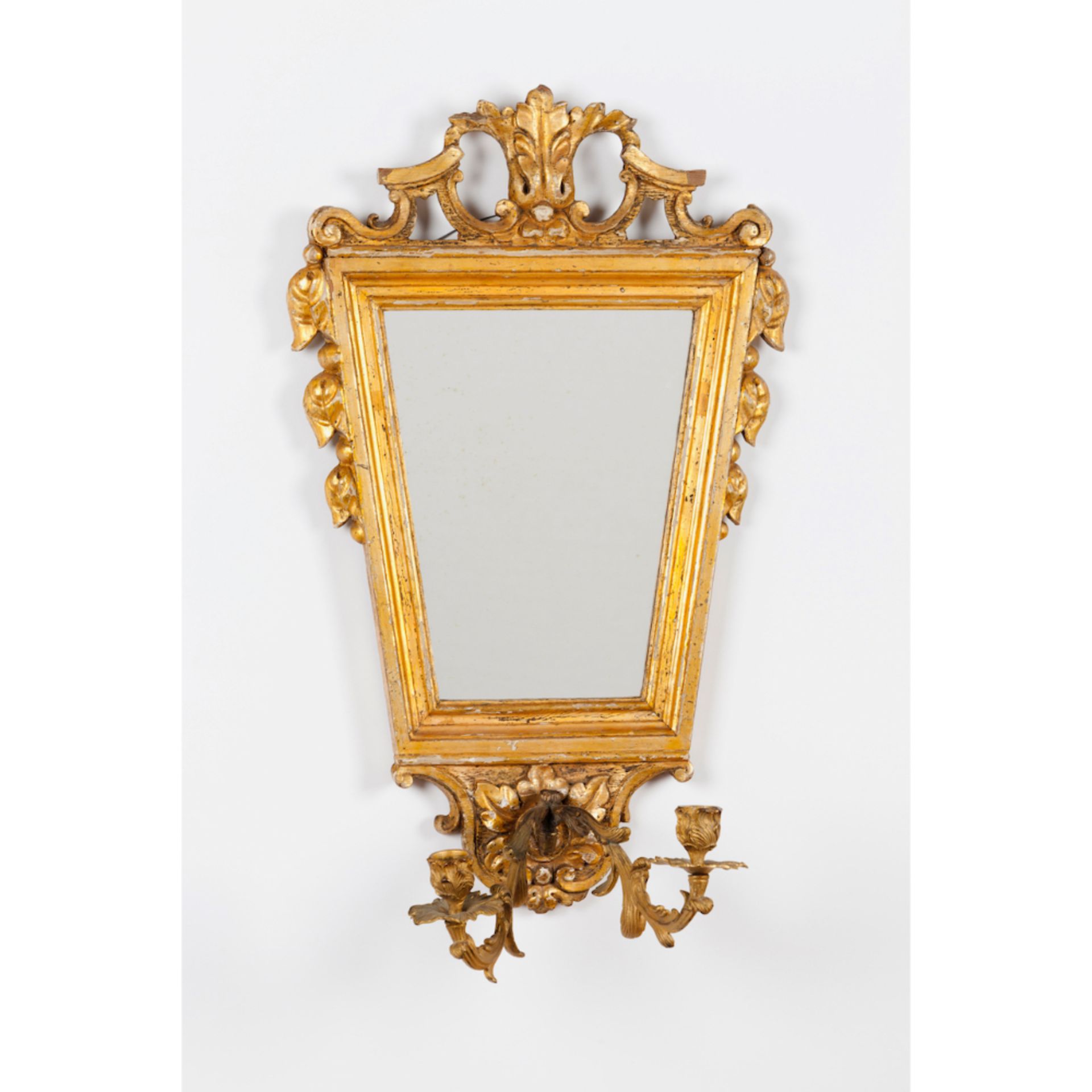 A pair of two branch wall sconcesCarved and gilt wood of foliage motifs decoration Gilt bronze - Image 2 of 2